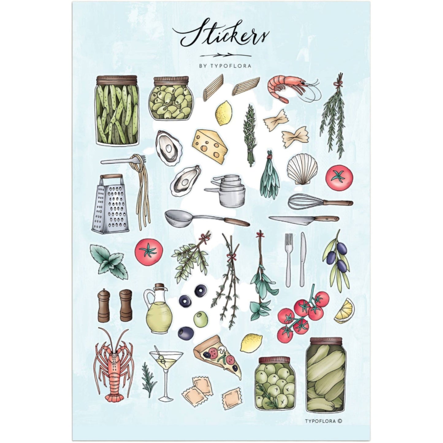 Illustrated Sticker Sheet - Food