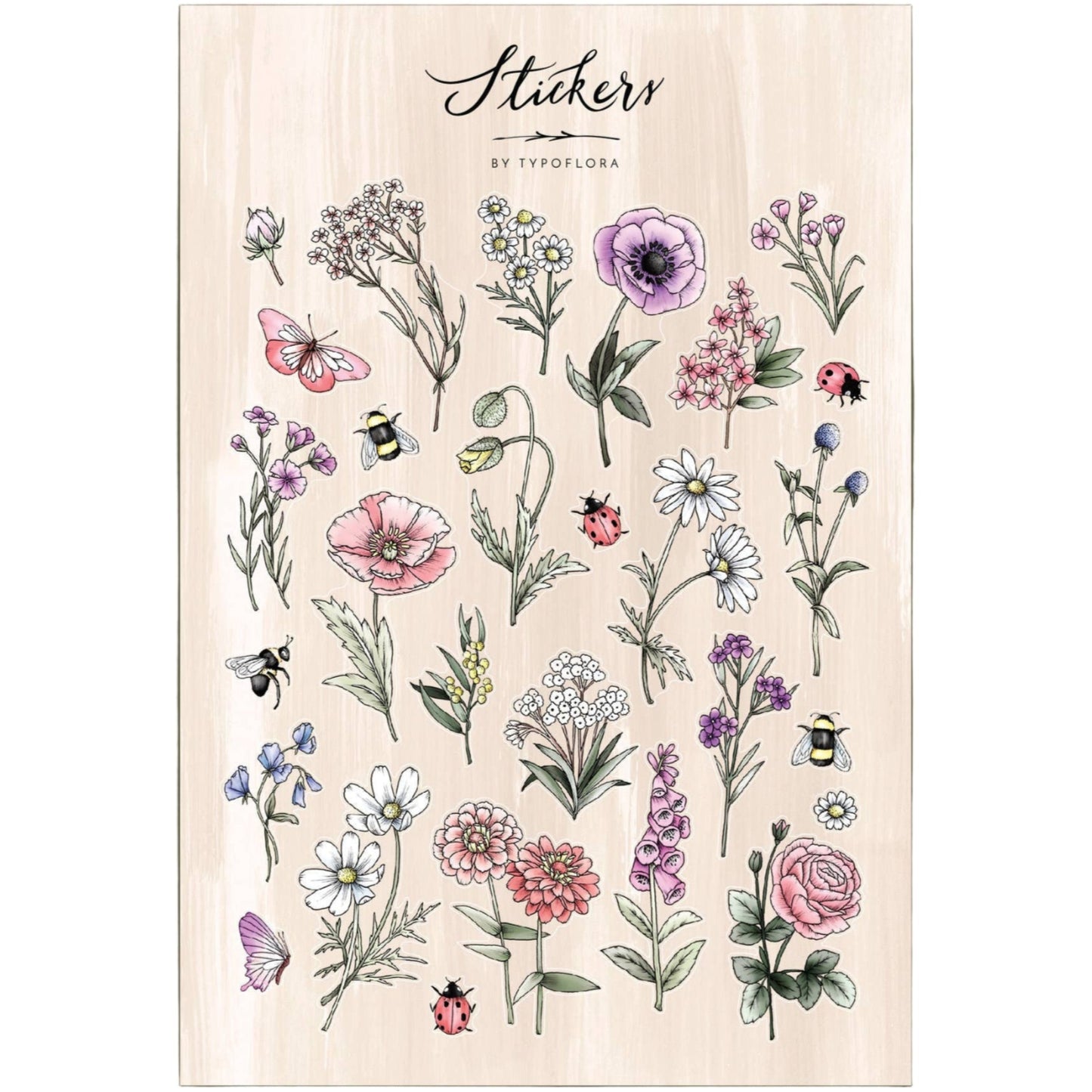 Illustrated Sticker Sheet - Wildflowers