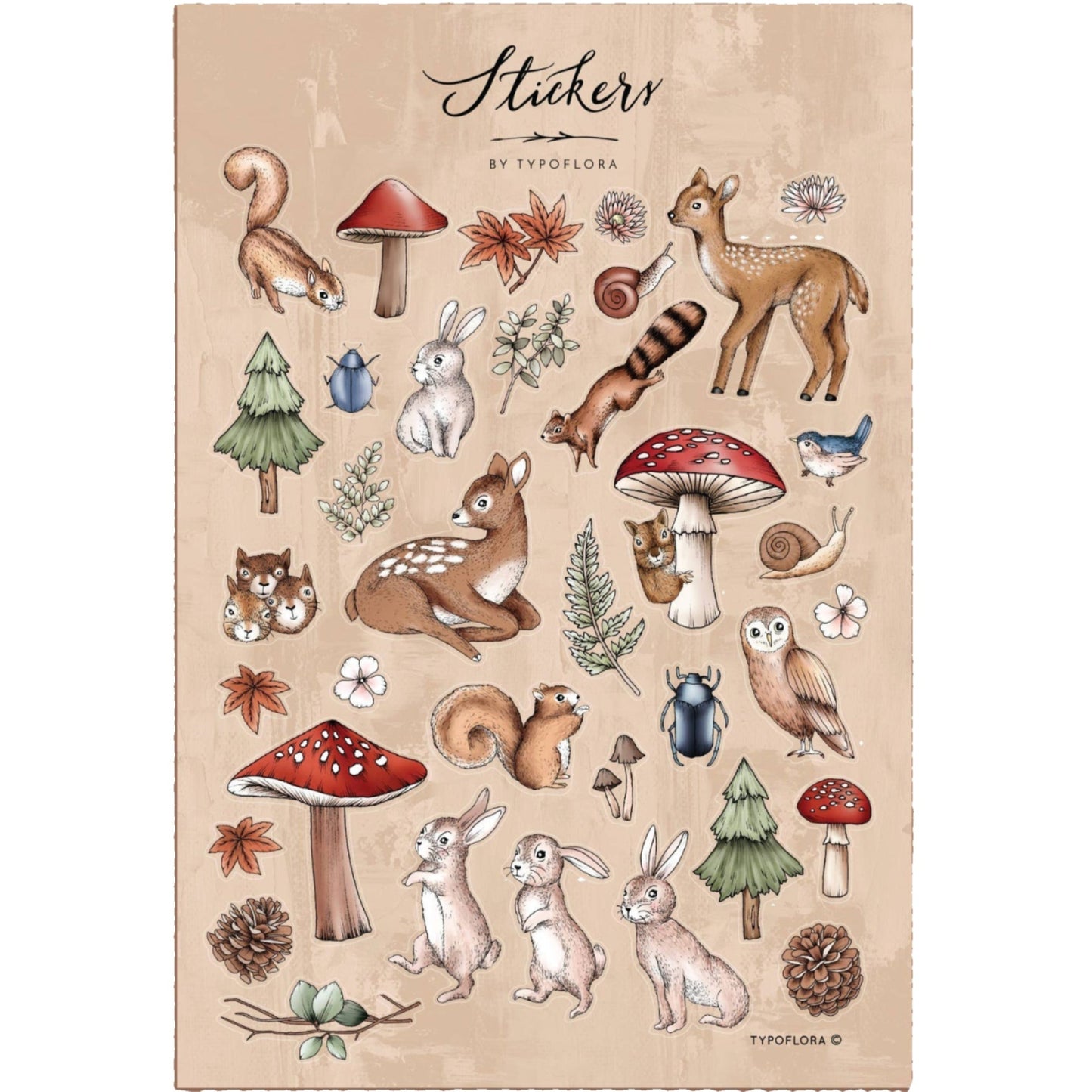 Illustrated Sticker Sheet - Woodland