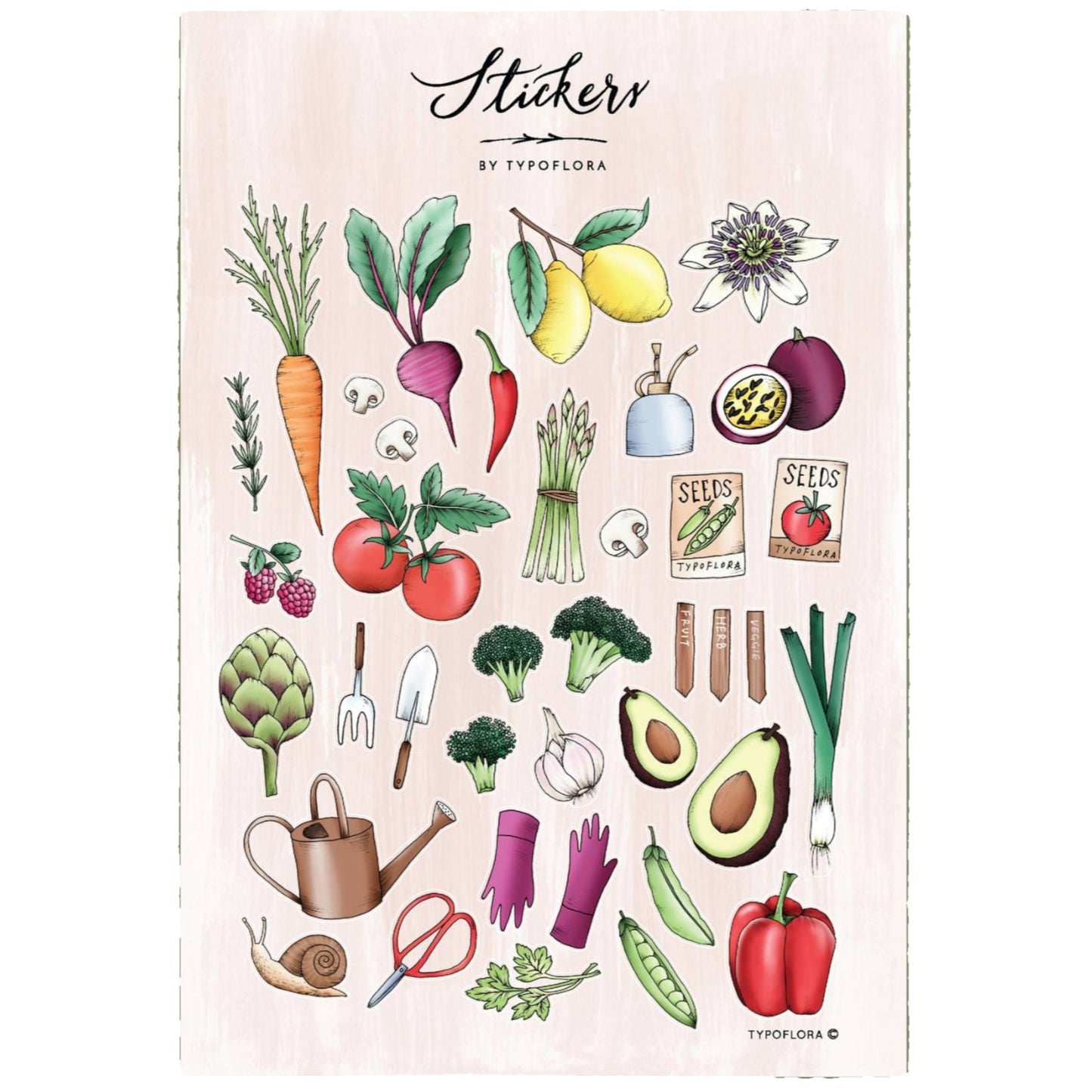 Illustrated Sticker Sheet - Garden
