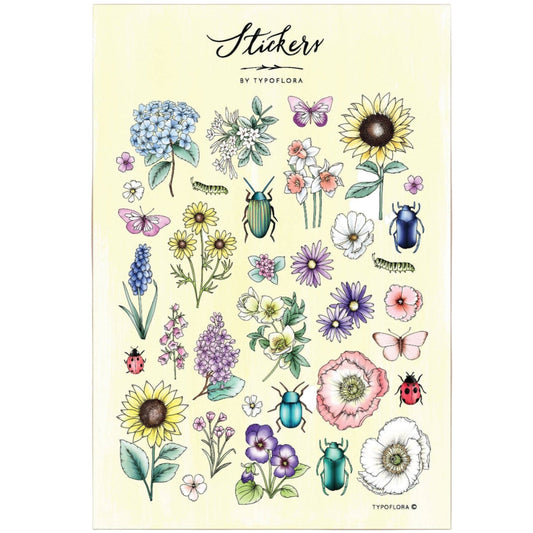 Illustrated Sticker Sheet - Summer Flowers