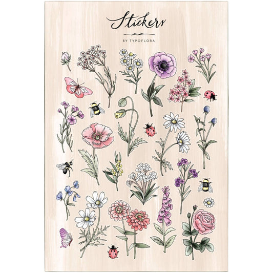Illustrated Sticker Sheet - Wildflowers